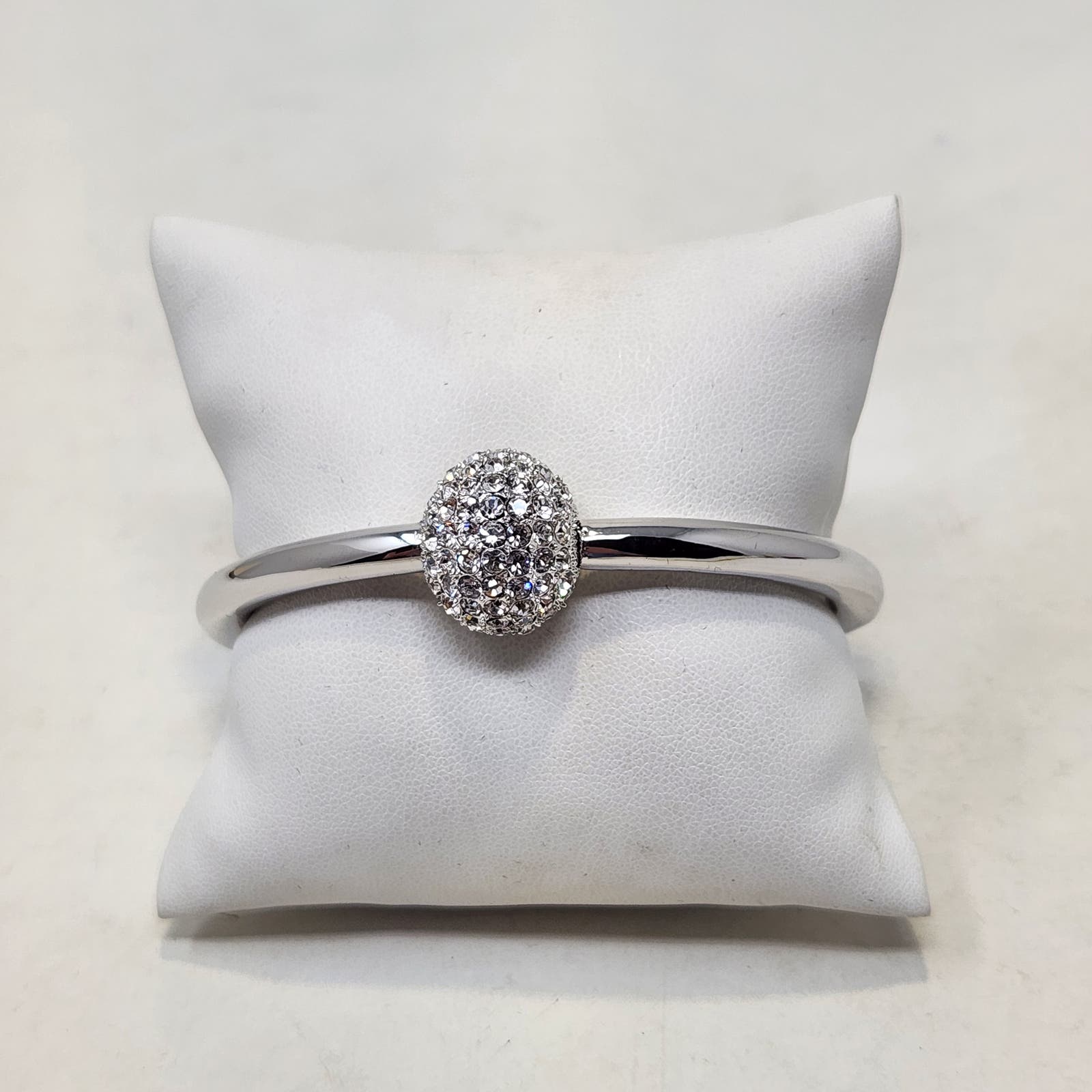 Real Collectibles By Adrienne Bracelet Silver Tone Crystal Pave Ball Hinged